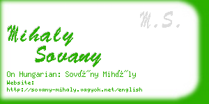mihaly sovany business card